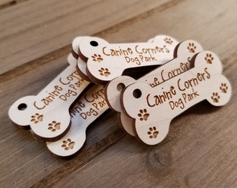 50 wood engraved hang tags - custom cut any shape.