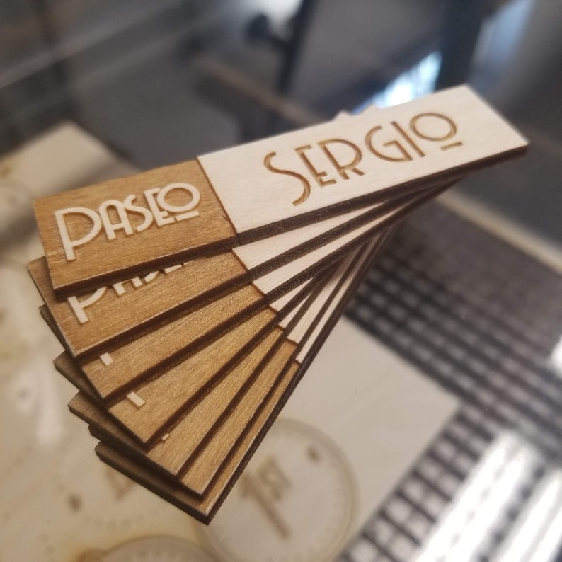 Engraved Wood Name Badges with Magnetic or Pin fasteners image 5