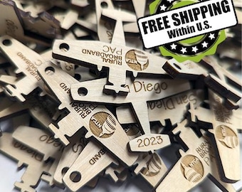 50 litttle wood engraved airplane hang tags