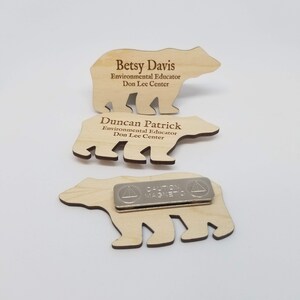 Engraved Wood Name Badges with Magnetic or Pin fasteners image 10