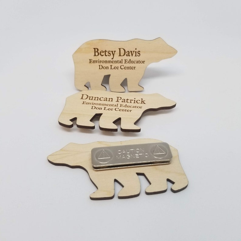Engraved Wood Name Badges with Magnetic or Pin fasteners image 10