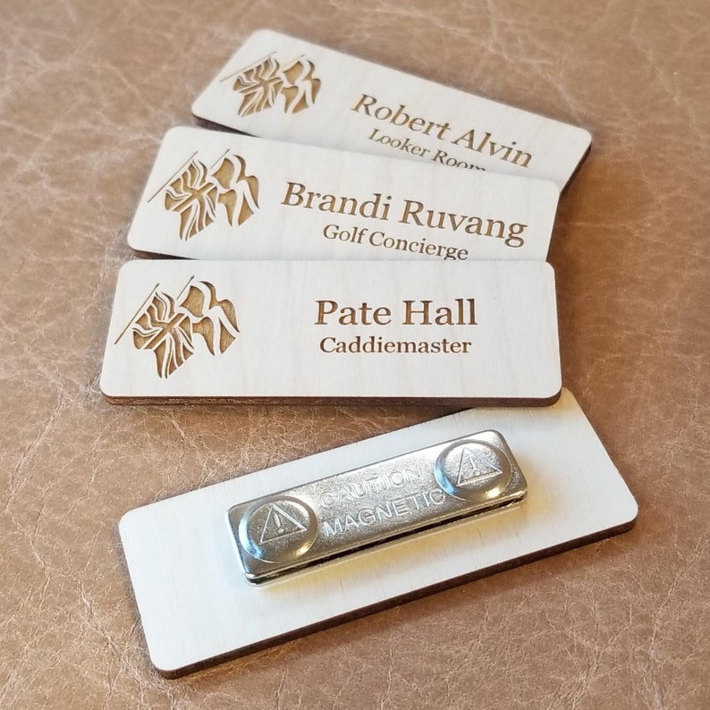 Engraved Wood Name Badges with or Pin fasteners Etsy