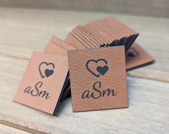 50 Custom Leatherette Labels with your engraving, graphics or logos