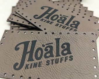 50 Custom Leatherette Labels with your engraving, graphics or logos