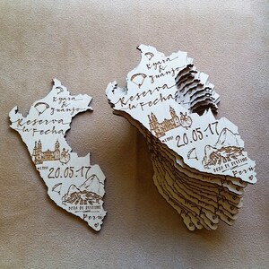 State shaped engraved wooden save the date invitations image 6