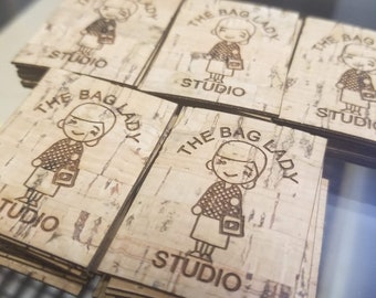 50 Custom Cork Fabric Labels with your engraving, graphics or logos