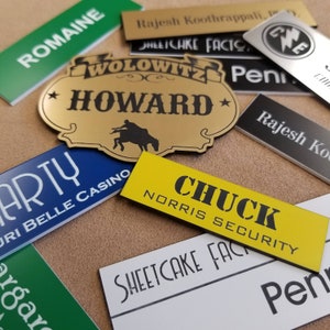 Engraved Name Badges with Magnetic or Pin Fasteners