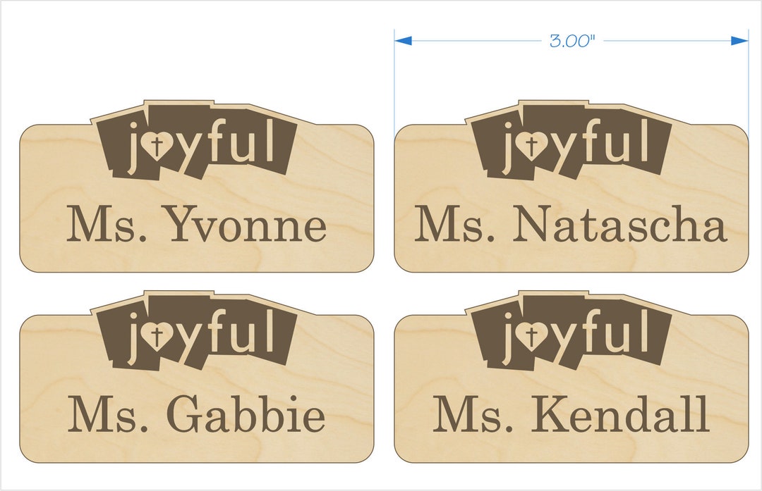 Wood Engraved Name Badges Custom Made for Joyful Mission Etsy