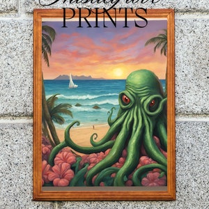 Retro Hawaiian Inspired Cryptid Painting - Digital Print 18x24inches ...