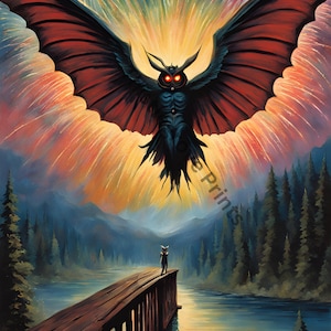 West Virginia Cryptids Art Bundle! Mothman, Bigfoot, Sheepsquatch, Flatwoods Monster, Snallygaster - Dark Academia Decor, Vintage Art