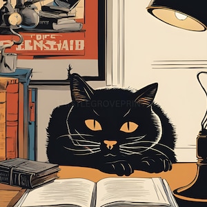 French Noir Inspired Cats Poster Bundle - Digital Print 18x24inches - French Kitty Book Cats