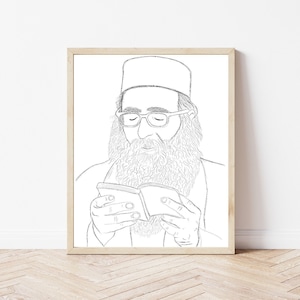 Rabino Yosef Pinto Line Art- רבי יאשיהו יוסף פינטו, Arte judío, Arte judaica para el hogar, Dibujo de arte original, Descarga instantánea