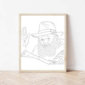 The Lubavitcher Rebbe - Menachem Mendel Schneerson Hand Drawn | הרבי מילובביץ׳, Jewish Wall Art, Chabad Judaica art, Instant Download