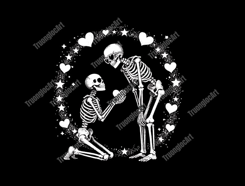 Skeleton Couple PNG, Gothic Love Clipart, Skeleton Proposal Art, Dark ...