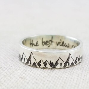 Mountain Ring - Inspirational Ring -  Outdoor Gift - Band - Inspirational Jewelry  - Jewelry - Silver Ring - Wedding Band - Mountain Jewelry