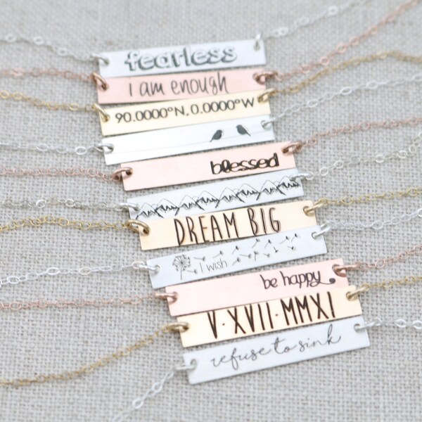 Initial Necklace · Personalized Bar Necklace · Inspirational Necklace · Necklace · Custom Name Jewelry · Gold Bar Necklace · Gift For Her
