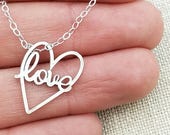 Inspirational Necklace - Gift - Love Jewelry -  Heart Jewelry - Wedding Gift - Valentines Day Gift  -  Positive Jewelry