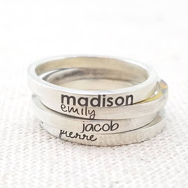 Mother's Day Gift -Personalized Rings - Jewelry - Custom Name - Gift - Personalized Name Ring - Stacking Ring -  Engraved Ring - Silver Ring