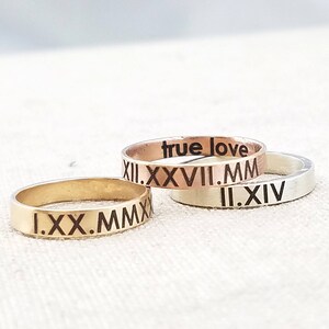 Personalized Ring - Roman Numeral Rings - Jewelry - Personalized Gift - Rose Gold Ring - Mixed Metal Stacking Ring - Personalized Gift