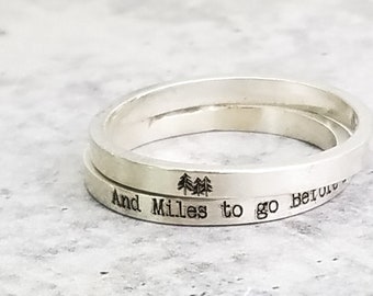 Inspirational Silver Stacking Ring · Personalized Stacking Ring · Jewelry · Forest Ring · Beach Jewelry · Poetry Ring  ·  Dainty Silver Ring