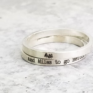 Inspirational Silver Stacking Ring · Personalized Stacking Ring · Jewelry · Forest Ring · Beach Jewelry · Poetry Ring  ·  Dainty Silver Ring