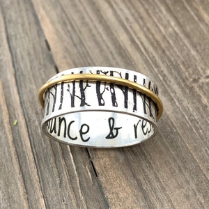 Personalized Gift Spinner Ring · Inspiration Ring · Birch Tree Ring · Custom Handwriting Ring · Mixed Metal Ring · Forest Ring · Nature Ring