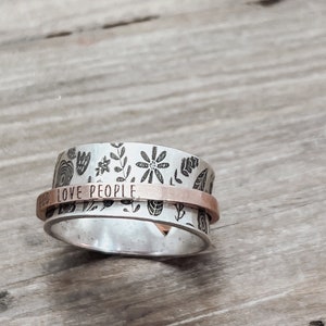 Personalized Jewelry · Personalized Spinner Ring · Inspiration Ring ·  Mountain Jewelry · Mountains Ring · Custom Handwriting Ring · Gift
