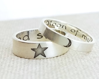Personalized Ring Set · Moon of my life · My sun and stars · Wedding Rings · Khaleesi · Silver Ring · Wedding Band