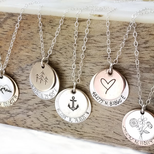 Personalized Necklace Gifts · Custom Coordinates Necklace · Personalized Jewelry · Latitude Longitude Necklace · Coordinates · Mountains