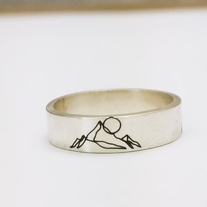 Mountain Ring - Inspirational Ring -  Outdoor Gift - Band - Inspirational Jewelry  - Jewelry - Silver Ring - Wedding Band - Mountain Jewelry