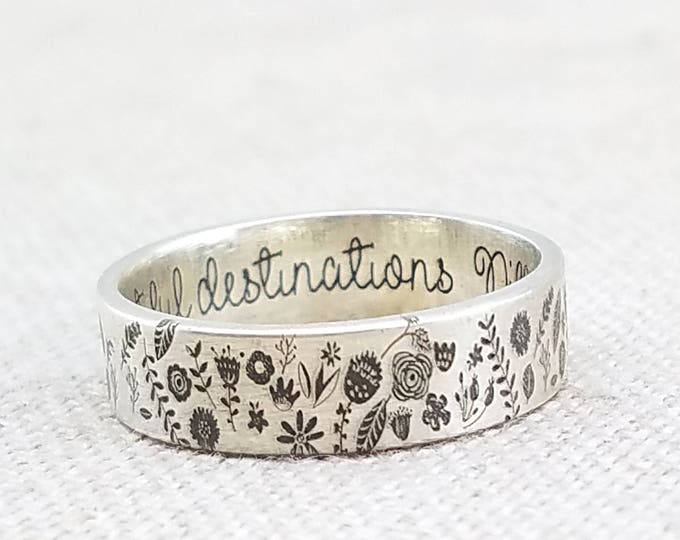 Jewelry Personalized Floral Ring Inspirational Silver Ring | Etsy