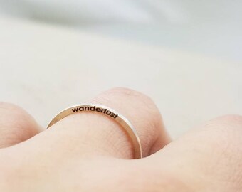 Dainty Personalized Ring - Thin Silver Rings - Inspirational Jewelry - wanderlust - Stacking Rings - Wanderlust Ring - Travel Gift