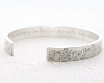 Inspirational Bracelet - Silver Cuff Bracelet - E.E. Cummings Cuff Bracelet - Sea Quote - Summer Outdoors