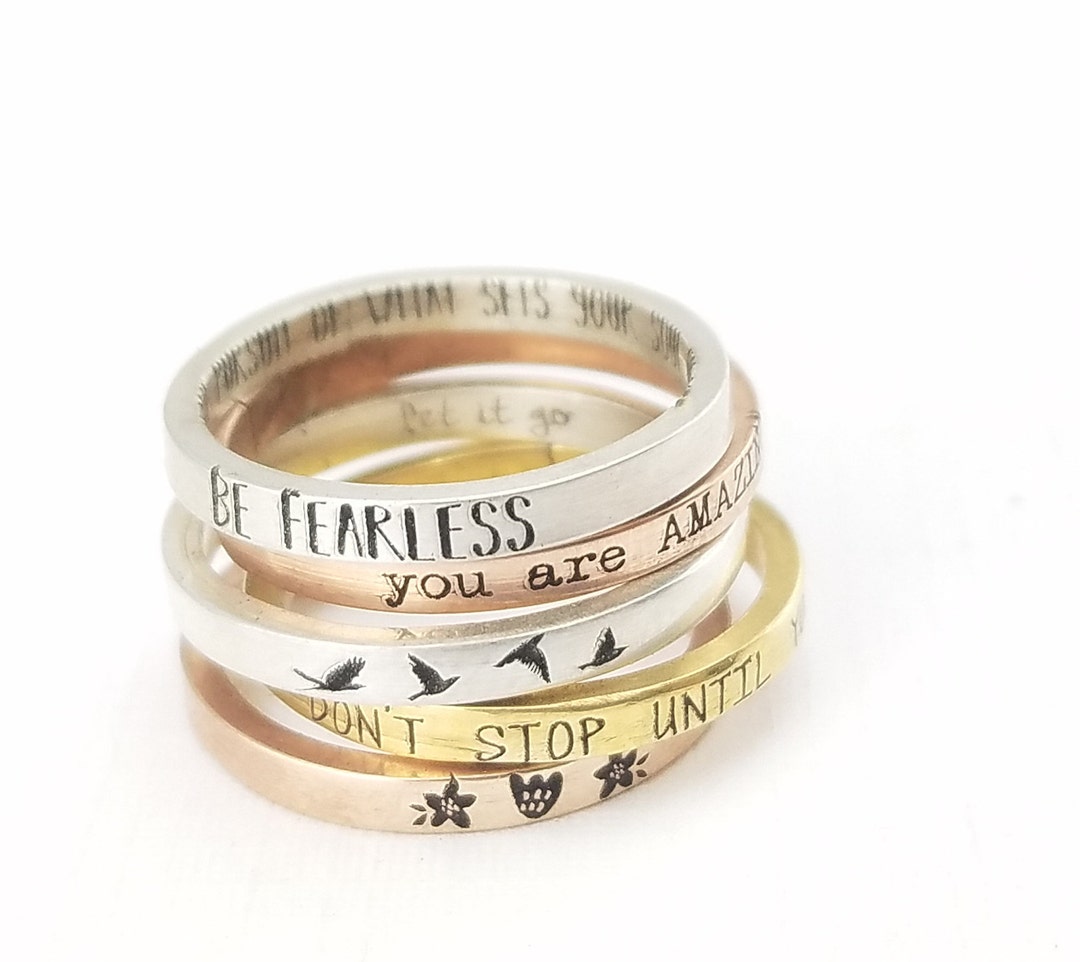Inspirational Stacking Ring Minimalist Stacking Rings Gift Etsy