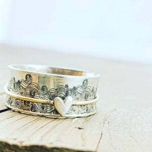 Personalized Spinner Ring · Inspiration Ring ·  Ocean Jewelry · Sea Ring · Custom Handwriting Ring · Mixed · Ring · Graduation Gift