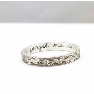 Personalized Stacking Ring · Forget me not Jewelry · Ring Ring · Promise Ring · Memorial Ring · Floral Jewelry · Pattern Ring