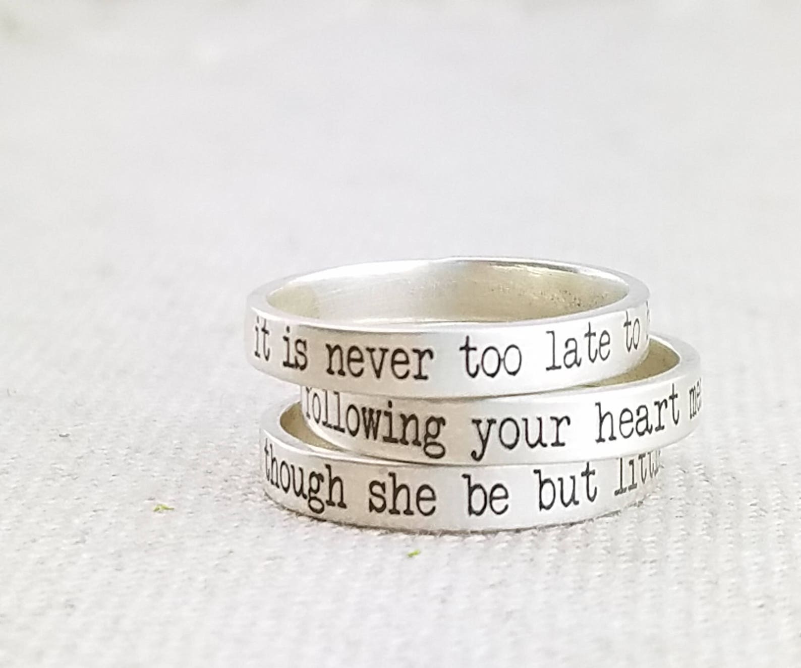 Personalized Ring Book Lover Gift Silver Inspiration Ring Etsy