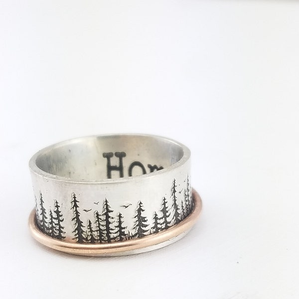 Personalized Spinner Ring · Inspiration Ring · Personalizable Mothers Day Jewelry · Custom Handwriting Ring · Tree Ring · Graduation Gift