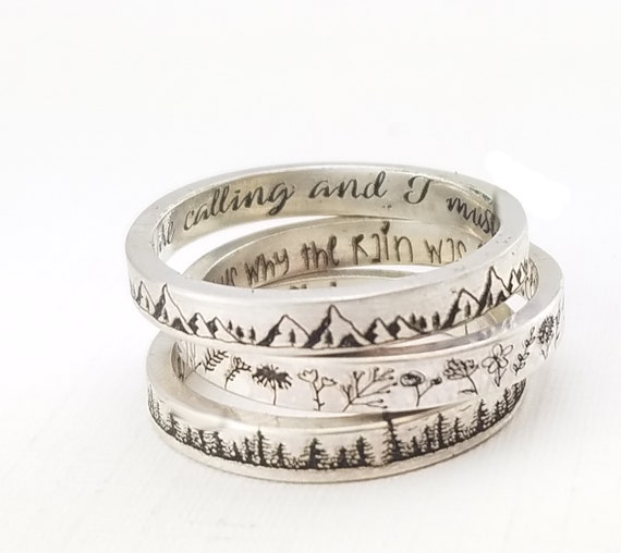Engraved Inspirational Statement Rings Mothers day gift 3pc Stackable Rings Exclusives Jewelry I Can and I Will