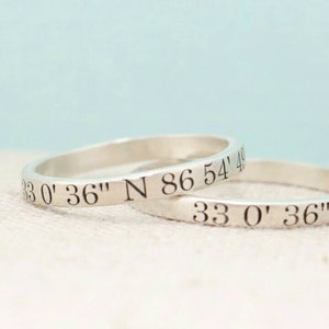 Custom Coordinates Jewelry - Travel Gift -  Personalized Ring  -  Coordinates Ring  - Engraved Ring