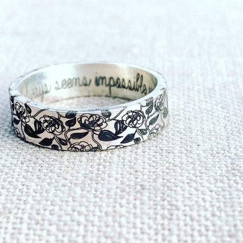 Jewelry Personalized Floral Ring Inspirational Silver Ring - Etsy