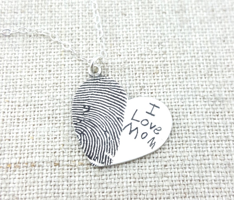 Mother's Day Gift · Personalized Fingerprint · Jewelry · Mom Gift · Jewelry · Personalized Necklace · Gift · Memorial Necklace · Handwriting 