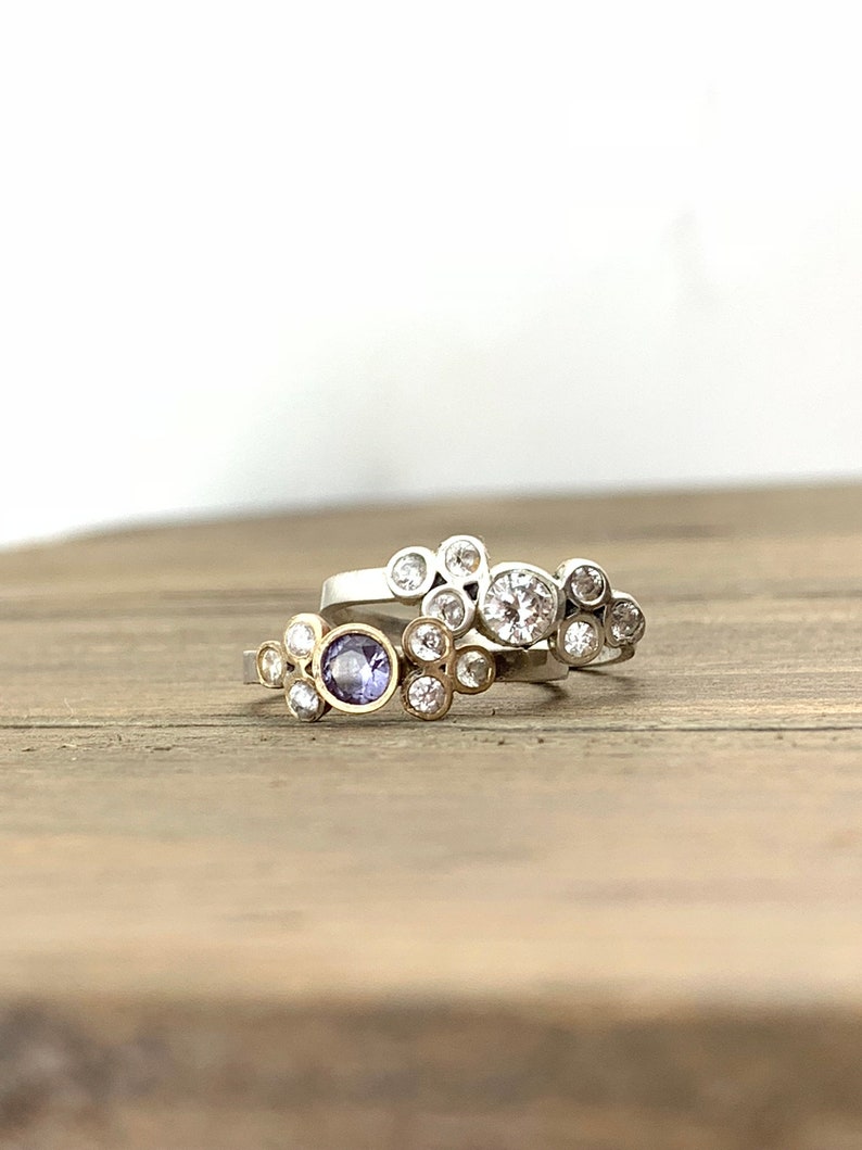 Engagement Ring \u00b7 Valentine/'s Day Gift \u00b7 Alexandrite Ring \u00b7 Diamond Ring \u00b7 Unique Engagement Ring \u00b7 Birthstone Ring \u00b7 Mutli stone Ring