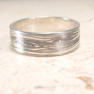 Woodgrain Ring -  Faux Bois Ring - Engraved Ring