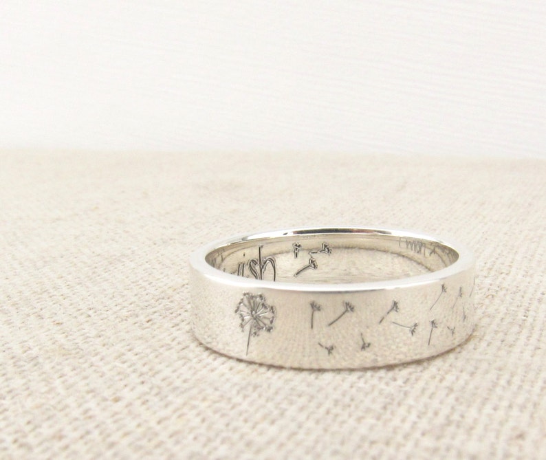 Inspiration Ring - Sterling Silver Ring - Dandelion Ring - Jewelry -  Wish Ring - Engraved Ring - Stocking Stuffer - Gift - Gift for Her 