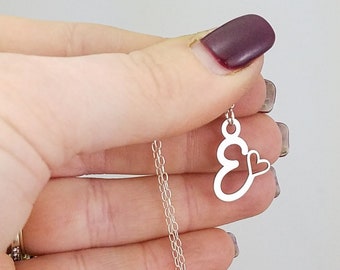 Heart Initial Necklace · Letter Necklace Jewelry · Necklace · Mother’s Day Gift · Minimalist Jewelry  · Dainty Silver Necklace