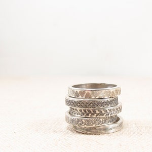 Womens Gift - Silver Pattern Ring -  Silver Jewelry - Stacking Rings - Silver Wedding Band