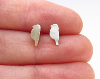 Stud Earrings - Jewelry Gift - Stocking Stuffer - Bird Earrings - Silver Jewelry - Miniature Animal