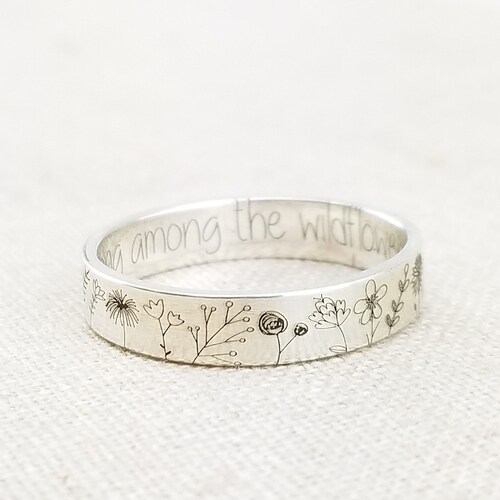 Personalized Ring - Unique Gift - Gift for Her - Personalized Jewelry - Flower Ring - Stocking Stuffer