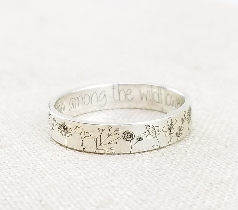 Personalized Ring - Unique Gift - Gift for Her - Personalized Jewelry - Flower Ring - Stocking Stuffer  - You Belong Among the Wildflowers 